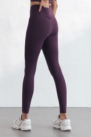 Cielcoco CLWP9147 High-Waist-Leggings mit Gesäßtasche _ WEINLILA _ Hergestellt in Korea